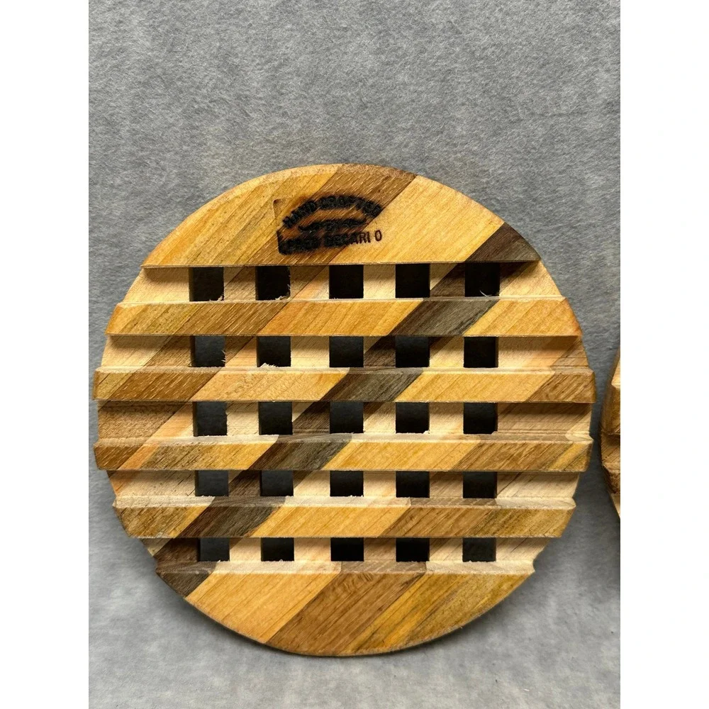 Vintage Wood Trivet Set of 2 Handcrafted by Fred DeCario 7